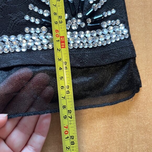 Elegant Black Embellished Short Sleeve Top - Picture 15 of 15